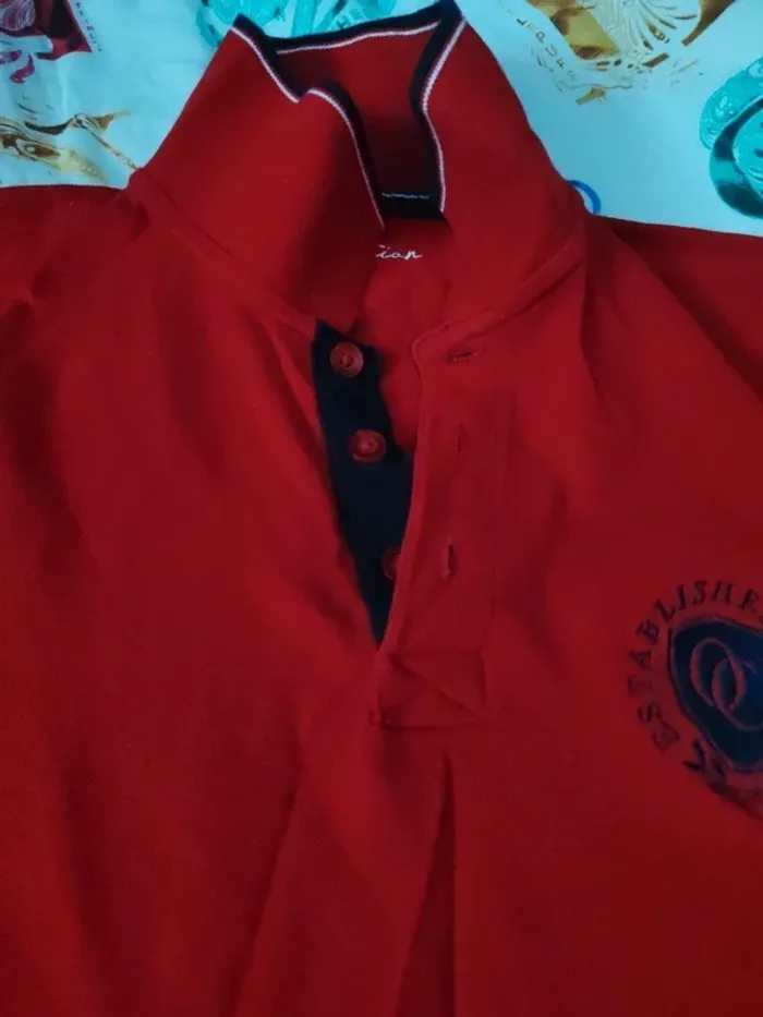 Polo rouge manches courtes taille M - photo numéro 2