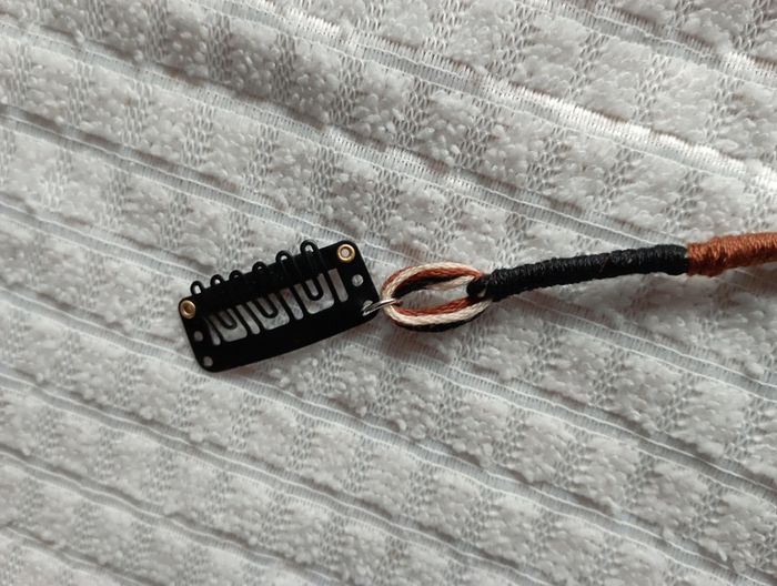 Clip lien tissé beige, noir, marron pour cheveux longs - photo numéro 7