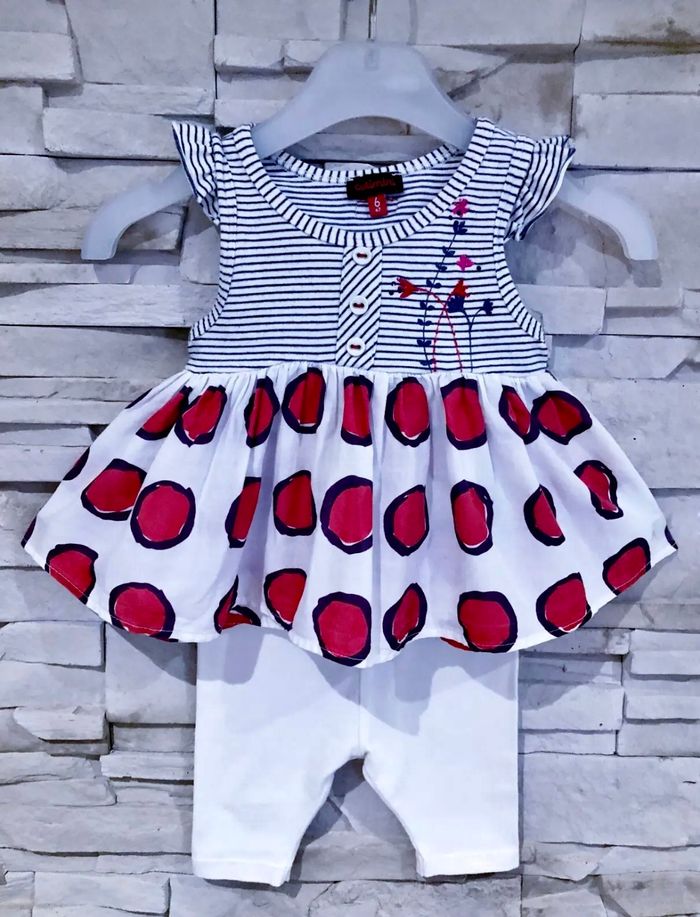 CATIMINI - ENSEMBLE 4P BÉBÉ FILLE VOLANTS, BRODERIES FLEURS & FANTAISIES 6M - photo numéro 4