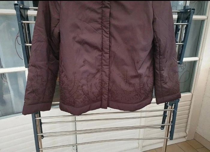 Blouson- doudoune marron brodé "Chanon Collection" T.38 - photo numéro 3