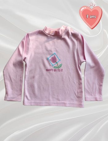 Haut manches longues rose fille 3 ans