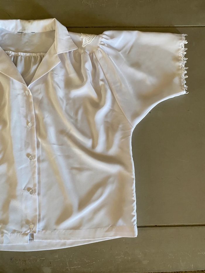 Chemise blanche vintage avec dentelle style broderie taille M - photo numéro 10