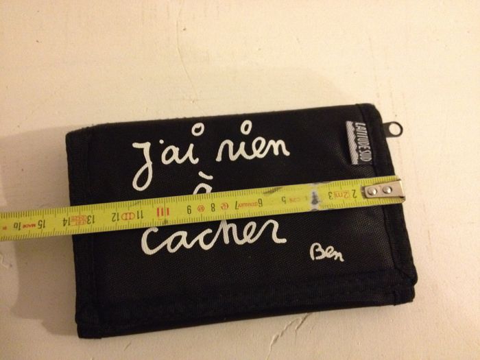 Portefeuille noir avec écriture fantaisie blanche "j'ai rien à cacher, ben" - photo numéro 8
