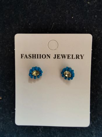 Puces d'oreilles fleurs à strass