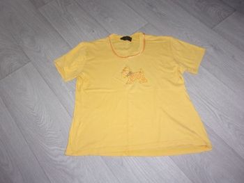 Tee shirt COTE ANGLAISE jaune petit chien 40 TBE