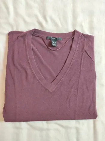 Pull fin léger col V prune H&M taille 40