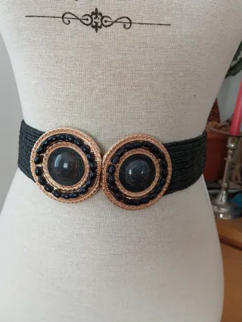 Ceinture noire tressée élastique