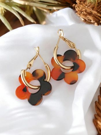 Mini créoles fleurs - acier inoxydable - imprimé feu 🌴