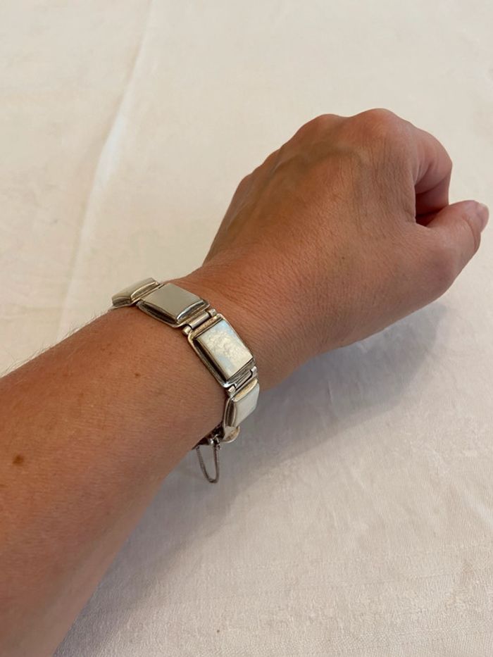 Bracelet vintage en argent et nacre - photo numéro 2