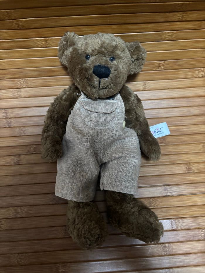 Doudou ours marron salopette beige sunkid - photo numéro 2