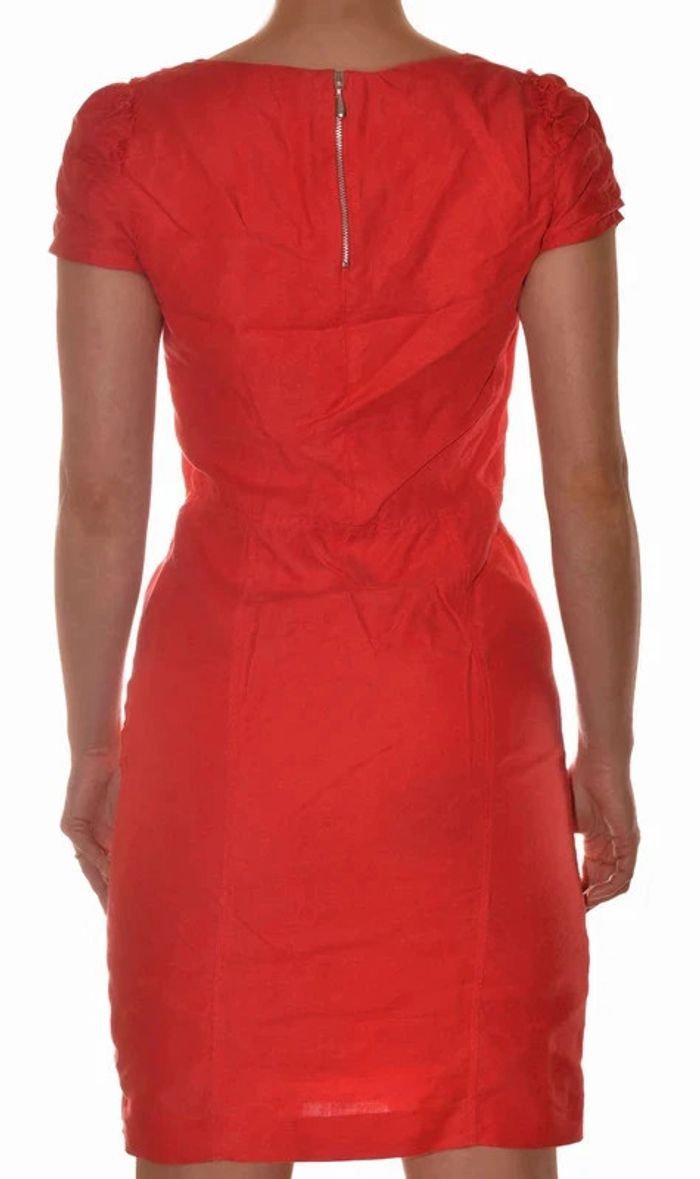 Robe chic rouge corail uni manches courtes doublée taille 36 - photo numéro 3
