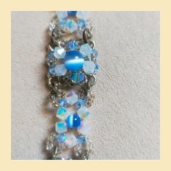 Bracelet perles bleu & métal argenté – Cristal brillant, élégant et raffiné