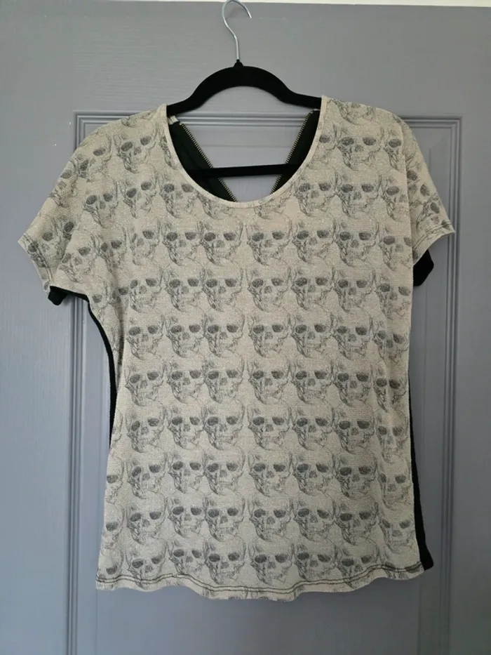 T shirt femme Têtes de mort écru S