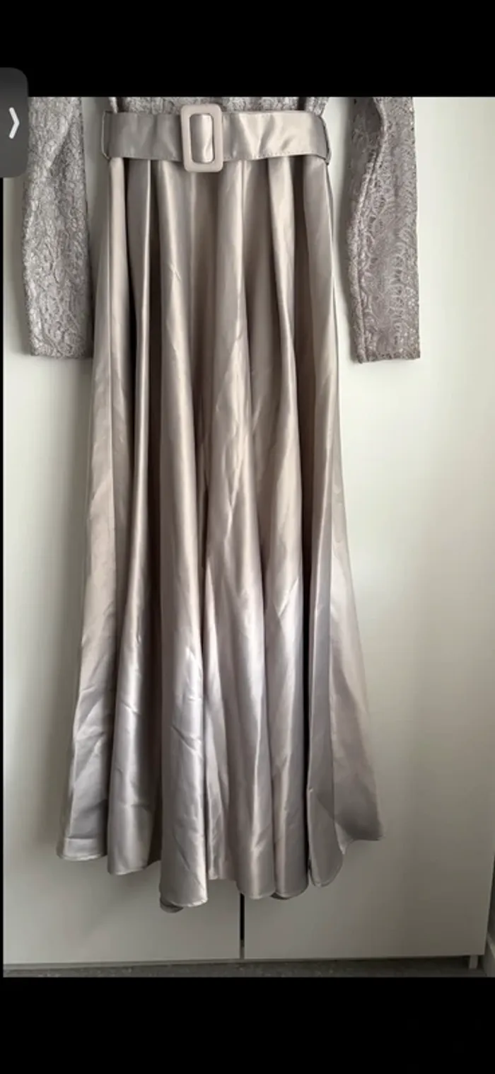 Robe longue de cérémonie / soirée grise argenté taille unique - photo numéro 3