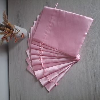 Lots de 10 pochons roses satin (18×24cm) avec lacets - Voyage - Cadeaux - Small Business