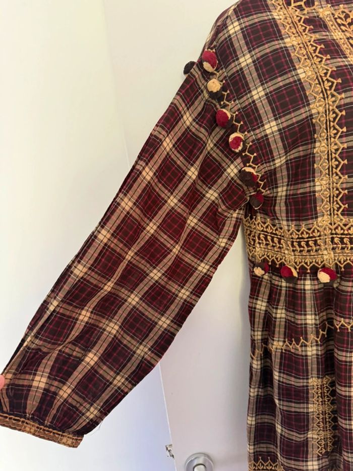 Robe rouge à carreaux et pompons Zara - photo numéro 2