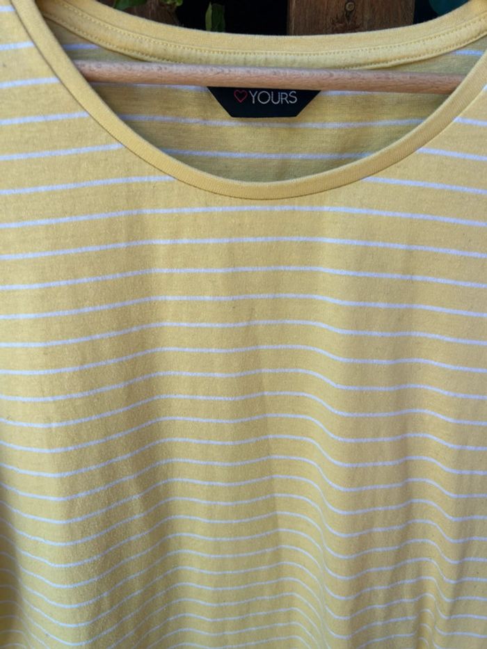 T-shirt jaune à rayures en très bon état taille 46 - coton - photo numéro 2