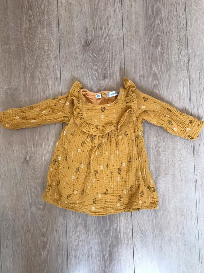 Robe manches longues en gaze de coton Marèse 6 mois
