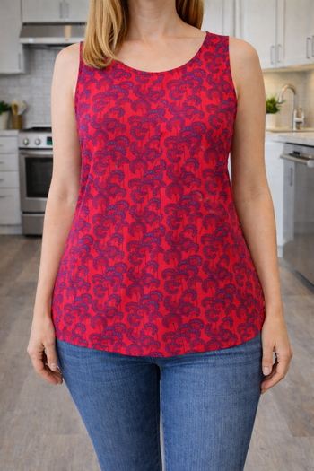 T-shirt Haut Top débardeur femme Taille 38 sans manche col rond 100% viscose Rouge