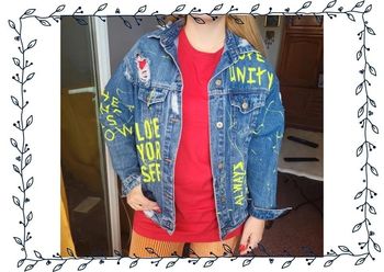 Veste en jean avec motif