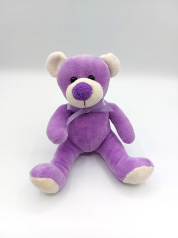 Petite peluche ours mauve violet blanc ESPRIT PROVENCE OUR01 nœud doudou 14 cm