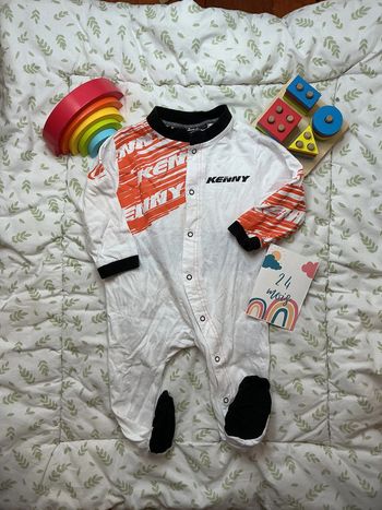 pyjama grenouillère en coton blanc et noir ouverture devant 24 mois kenny