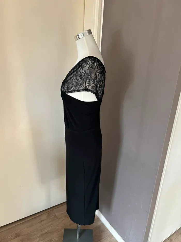 Asos robe longue fourreau noir dentelle, moulante, femme, taille 40 - photo numéro 8