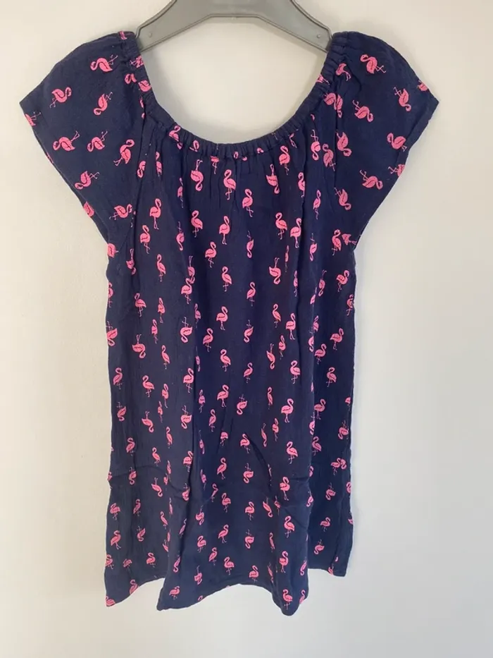 Robe la halle marine imprimée flamant roses