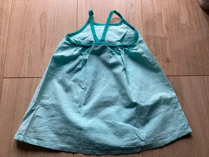 Robe turquoise à pompons 6 mois - photo numéro 4