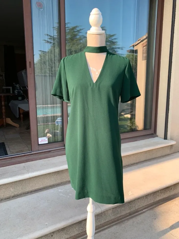 Robe fluide verte sapin Zara taille S - photo numéro 4