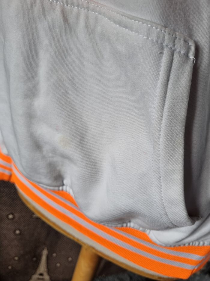 Sweat à capuche blanc et orange fluo taille M mixte - photo numéro 6