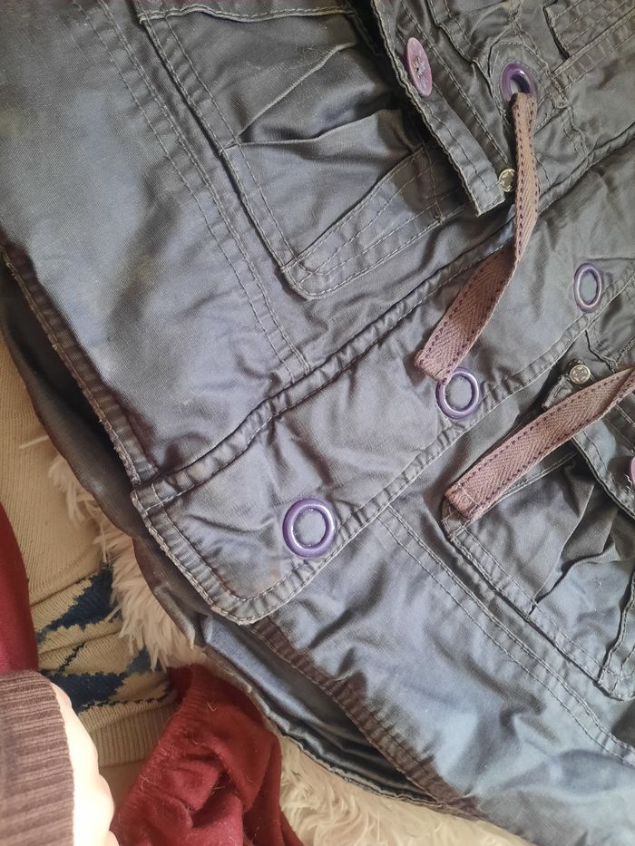 Manteau violet gris capuche - photo numéro 4