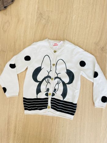 Gilet, cardigan, pull, Minnie Disney blanc noir fille taille 3 ans