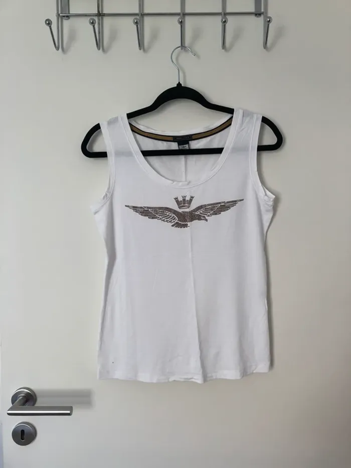 Débardeur blanc à strass Aeronautica Militare taille S