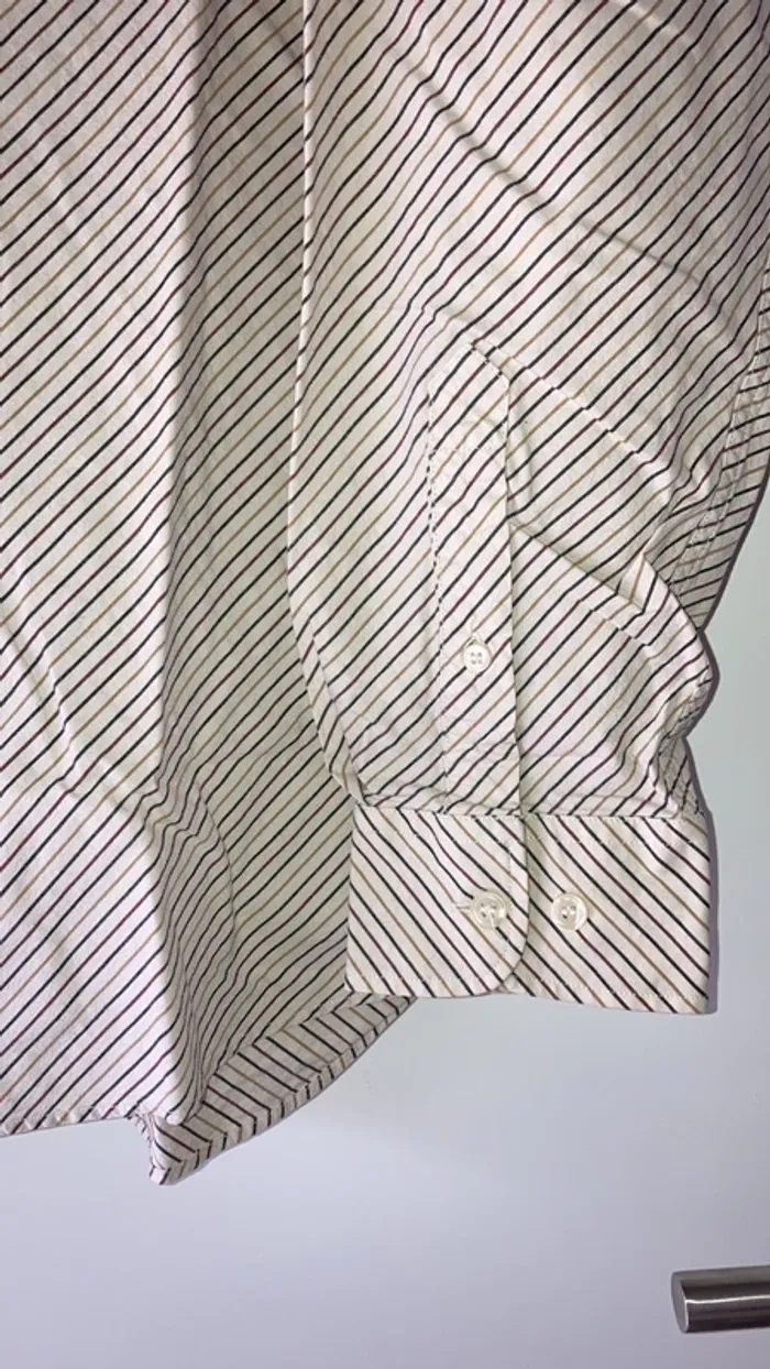 Chemise homme manches longues L rayée écru Soft Grey - photo numéro 3