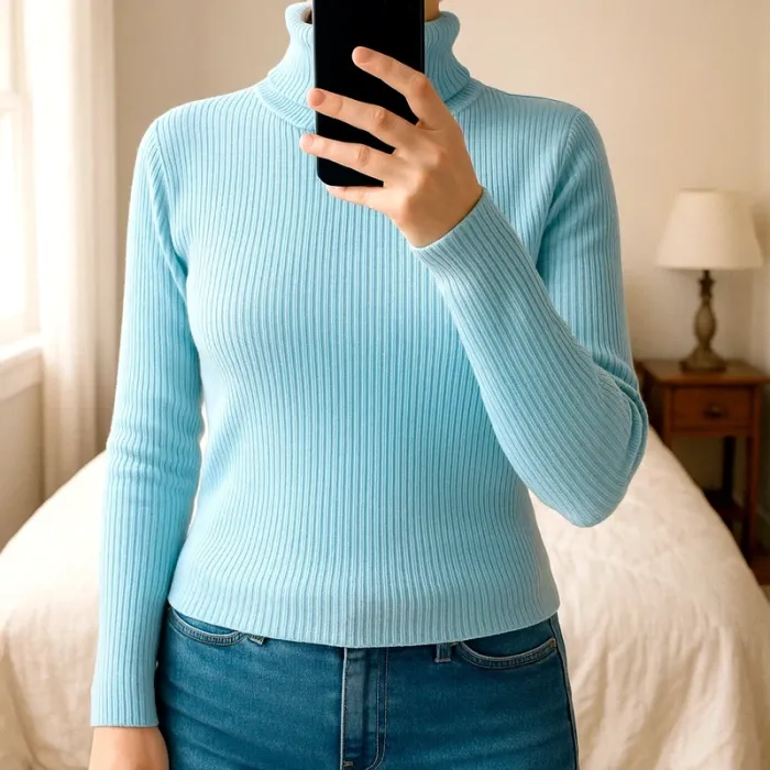 Pull col roulé bleu ciel zamba taille 4