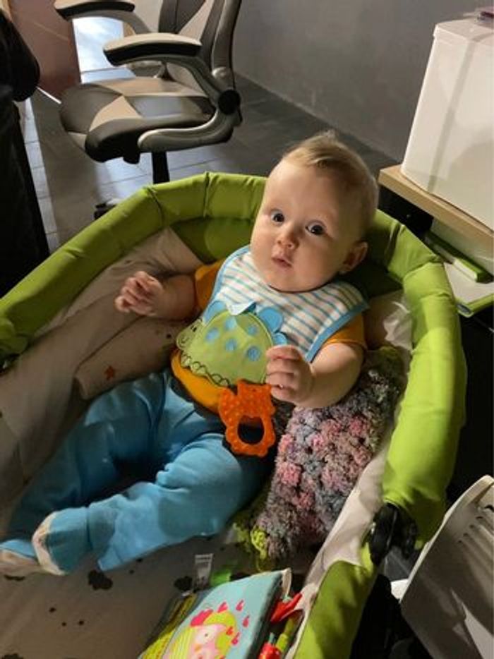 Ensemble 5 pièces Dinosaures, bleu clar et orange, 9 mois - photo numéro 2