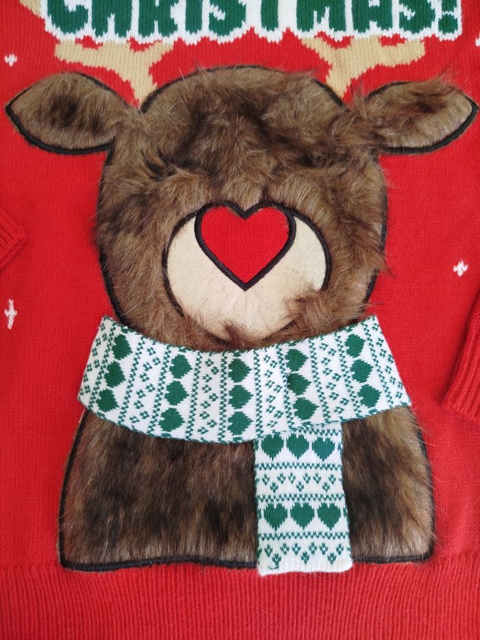 Pull de Noël pour Femme Rouge Renne Rudolph Echarpe - photo numéro 10