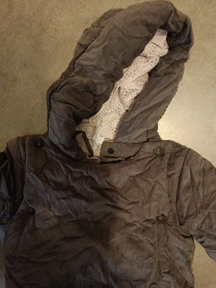 Combinaison hiver velours gris Jacadis 6 mois - photo numéro 2