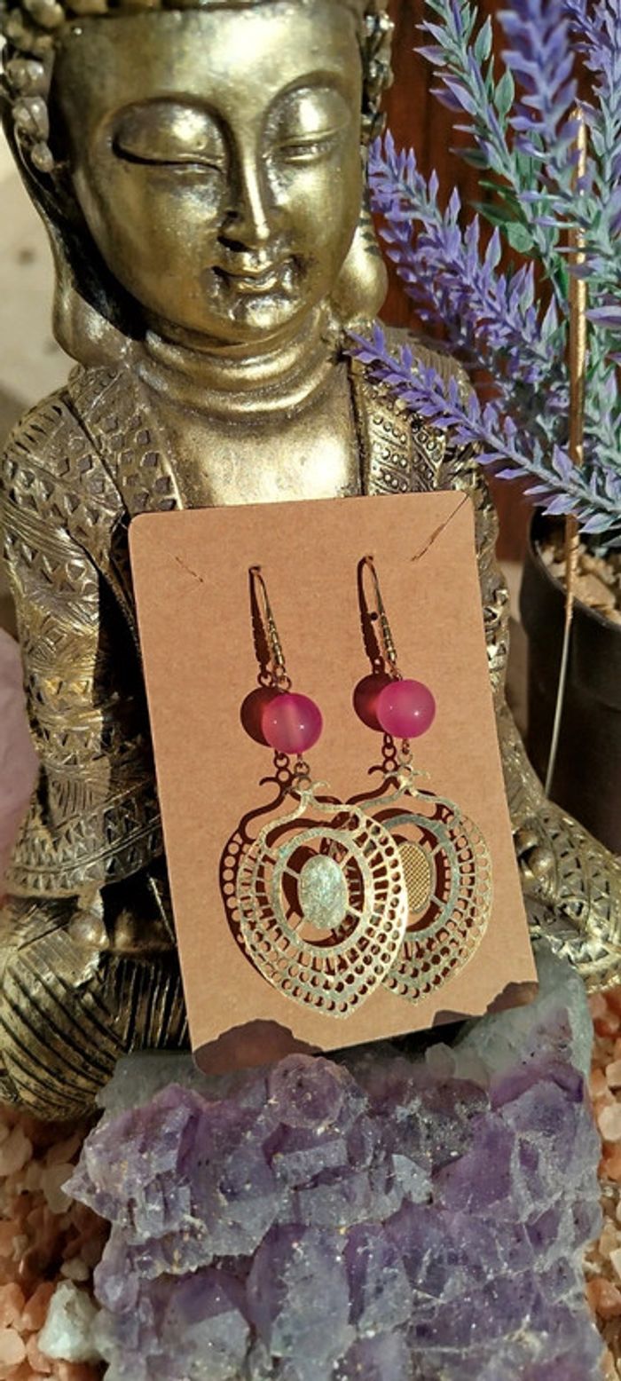 Boucles d'oreilles p/Or Agate Rayée