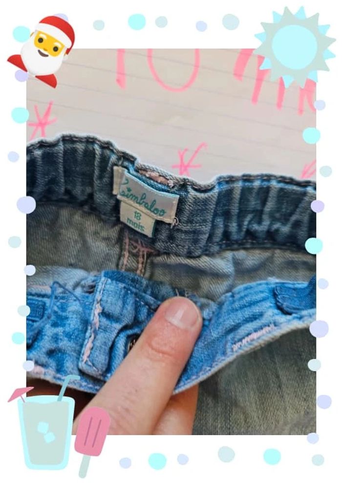 short en jeans fille 18 mois bleu taille elastique - photo numéro 2