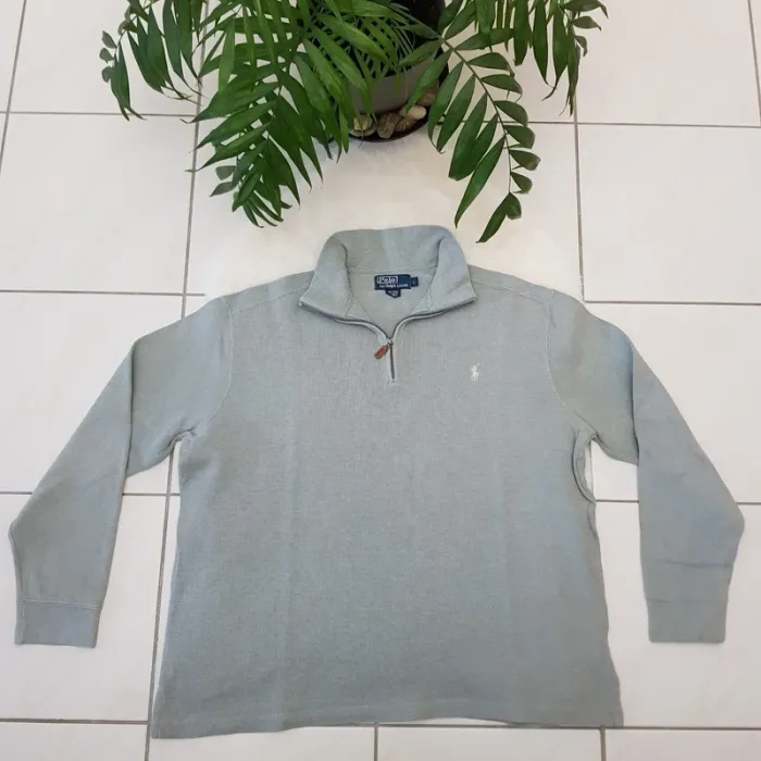Pull Camionneur half demi zip Ralph Lauren L Gris - photo numéro 2
