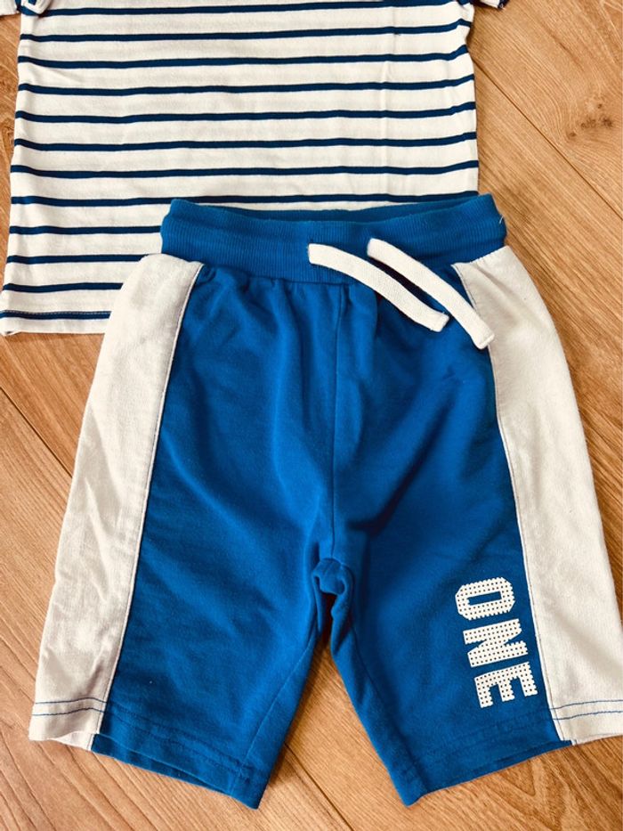 Taille 3 ans ensemble été 2 pièces garçon TAO blanc bleu * rayures * 💙 - photo numéro 3