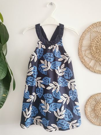 Robe d'été bleue imprimé feuillage Okaïdi 4 Ans