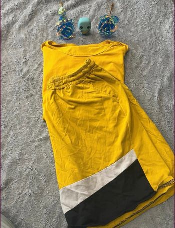 Ensemble d'été Jaune, Blanc & Noir (T-shirt + Short)
