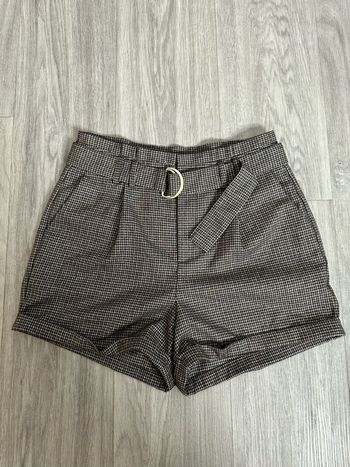 Short à carreaux pailleté gris marron T38 M