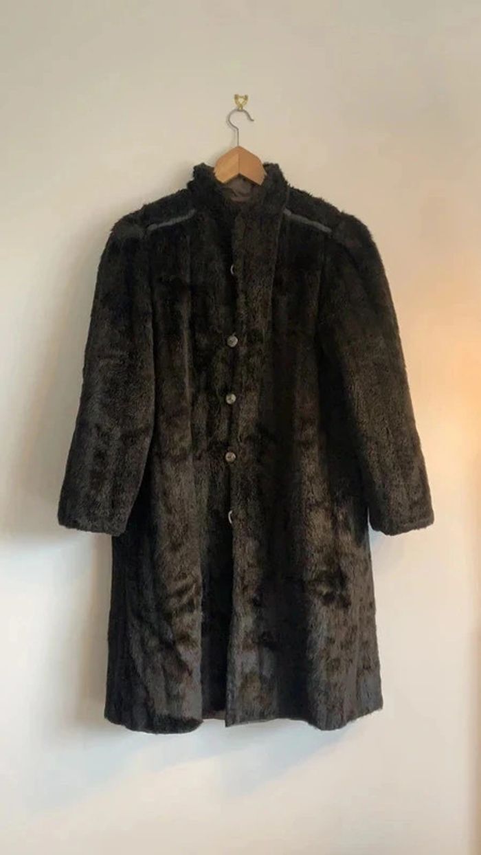 Manteau long en fourrure synthétique vintage