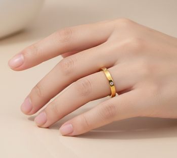 Bague fine dorée strass – Acier titane (Antirouille)