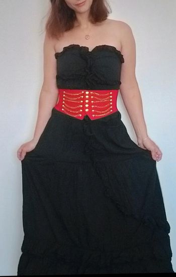 Robe bustier longue noire froufrou babydoll taille 38