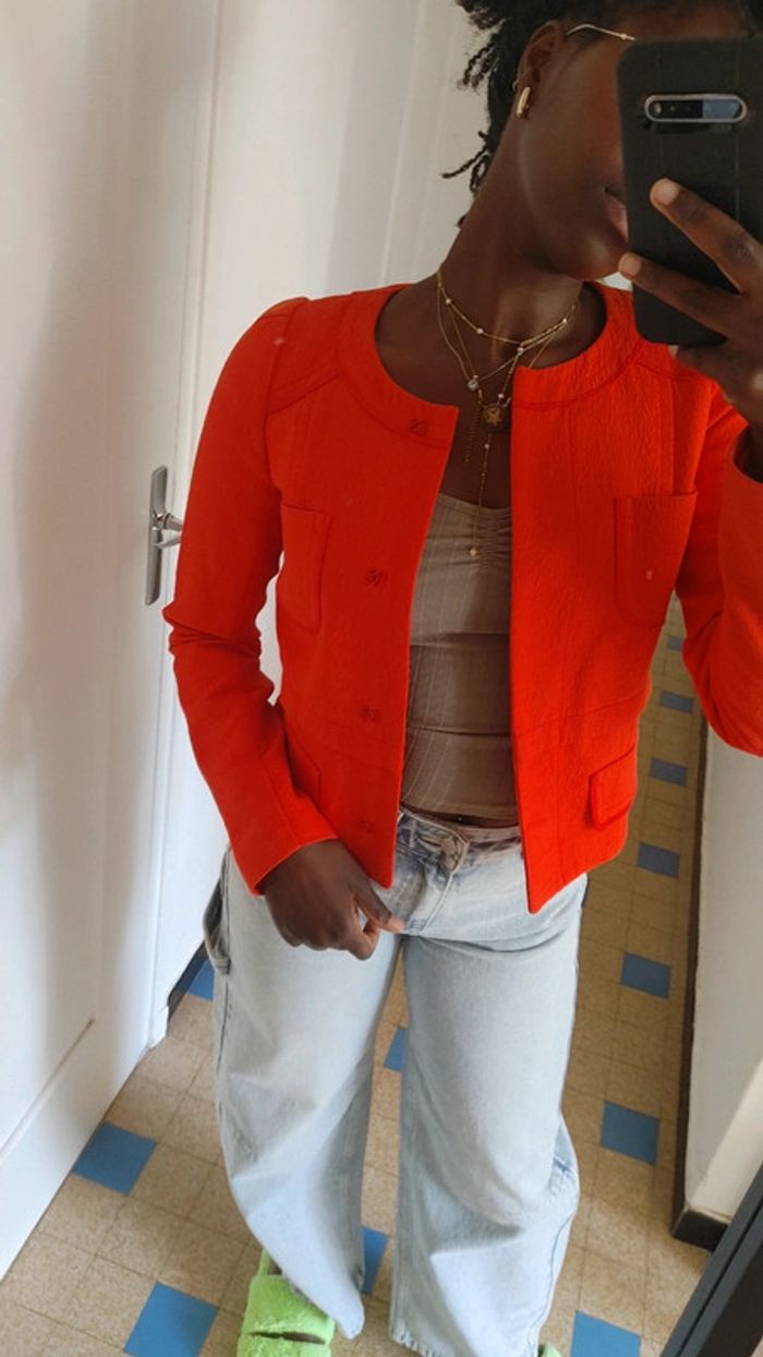 Magnifique veste courte orange - photo numéro 6